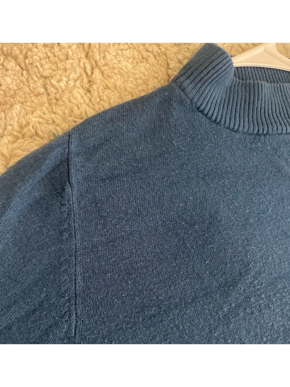 Zara Knit Blue Mock Neck Crew Sweater Soft Cozy Cute Spring Summer Longsleeve - Picture 9 of 12
